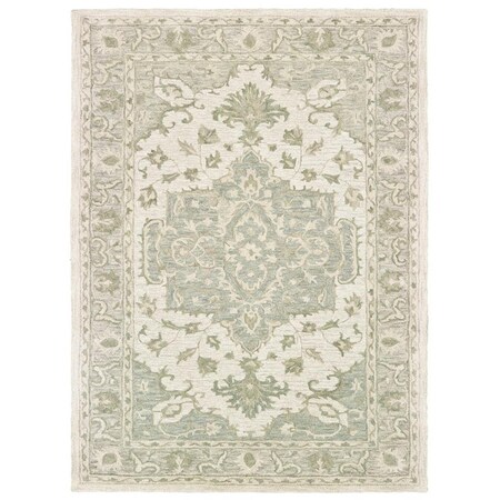 Palacedesigns Medallion Rectangle Area Rug - Green & Cream - 8 x 10 ft. PA3099276